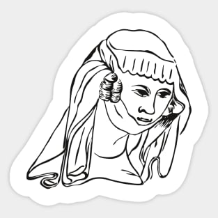 Veiled woman face portrait Sticker